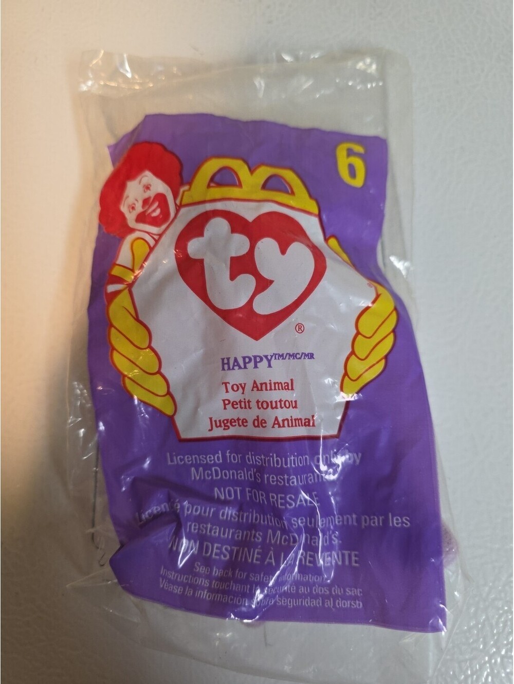 TY Teenie Beanie Baby - HAPPY #6 McDonald's Happy Meal Toy 1998 Vintage